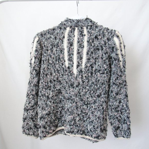 VINTAGE Chic Sophisticated Angora Knit Cardigan Sweater Textured Knit Jacket-M - Picture 7 of 8